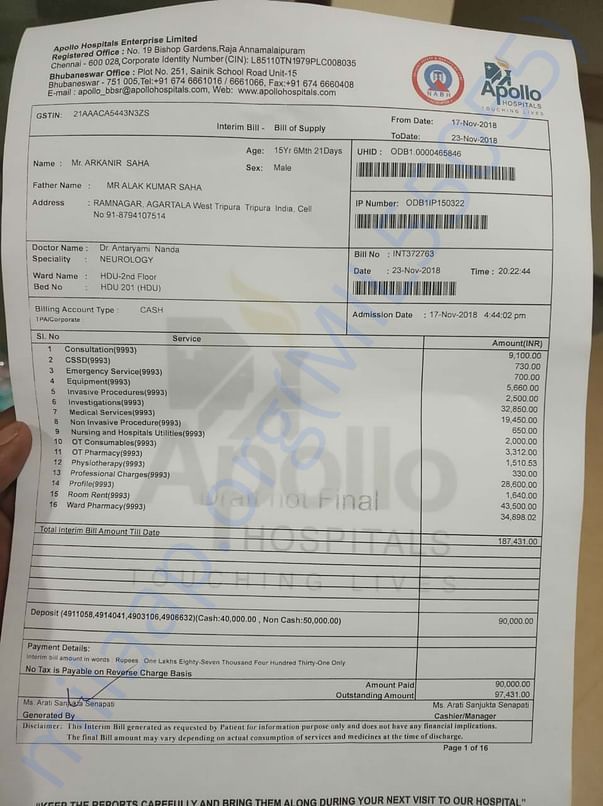 interim bill- Bill of supply