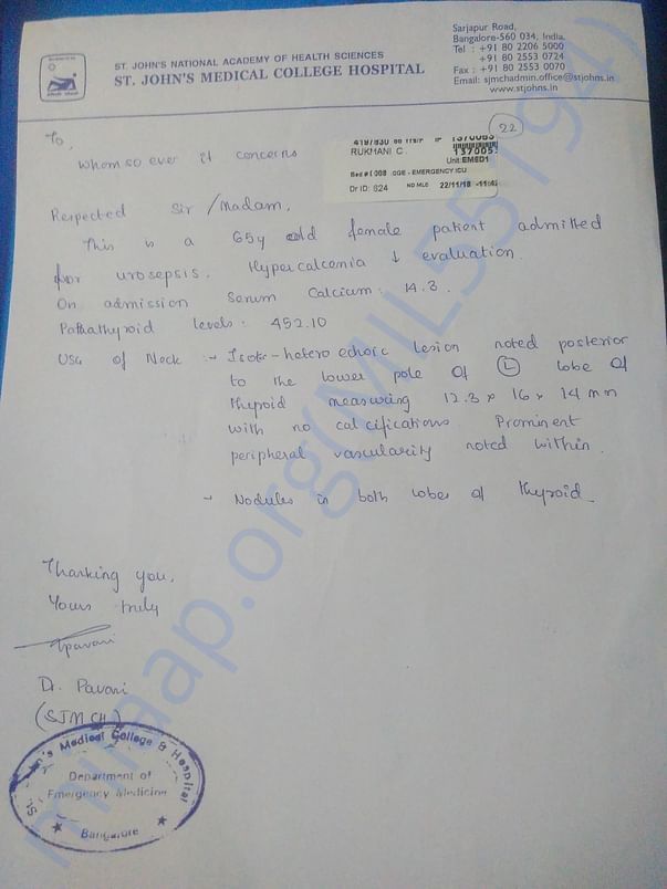 Letter from the emergency icu