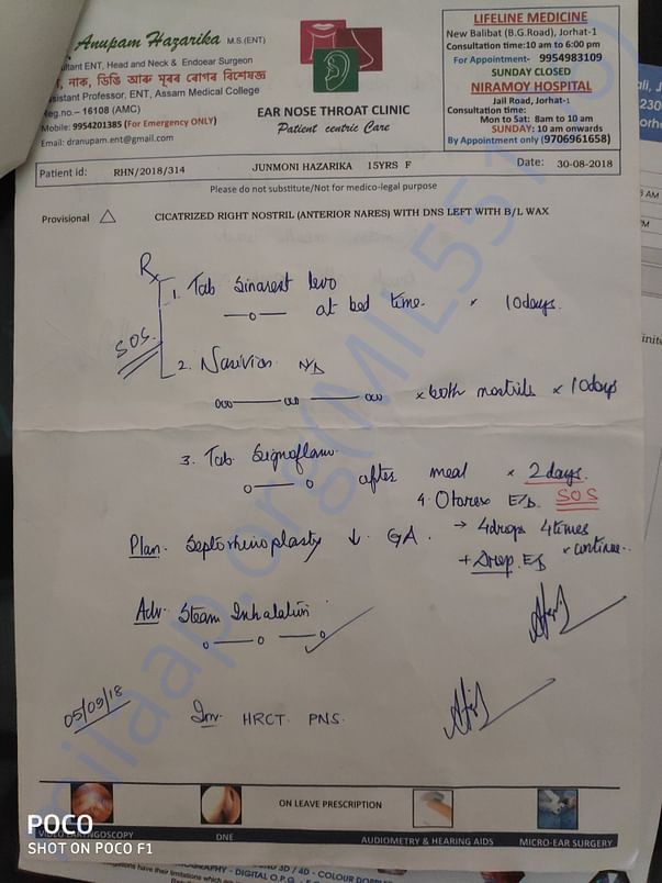 Doctor's prescription. (Plan - Septorhinoplasty)