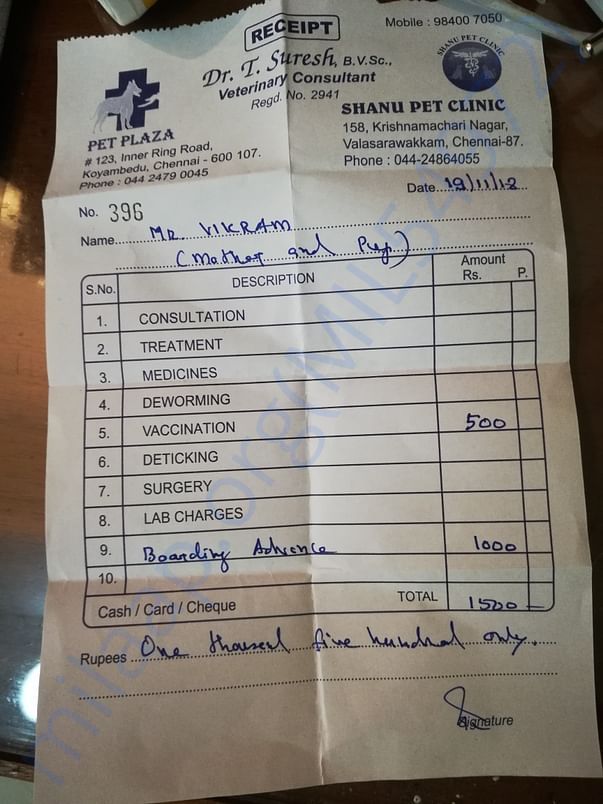 Advance paid on 19/11