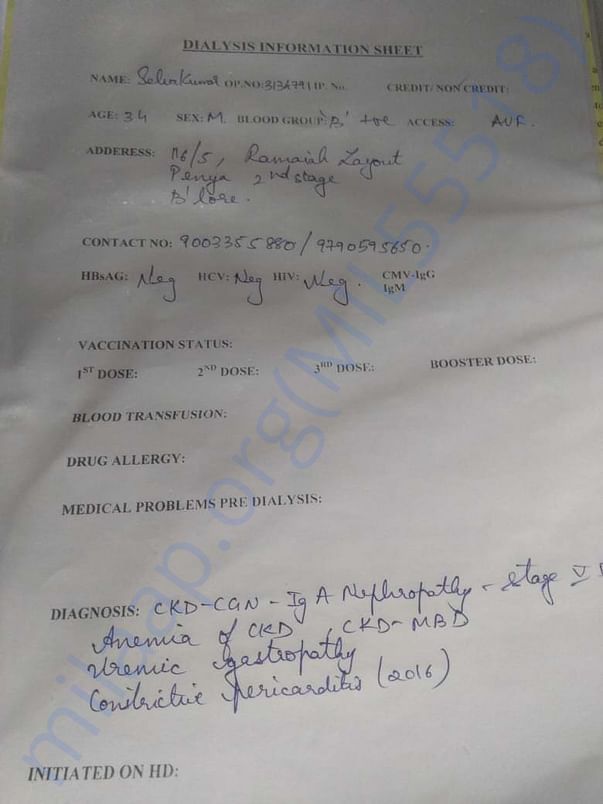 Dialysis Report of SelvaKumar