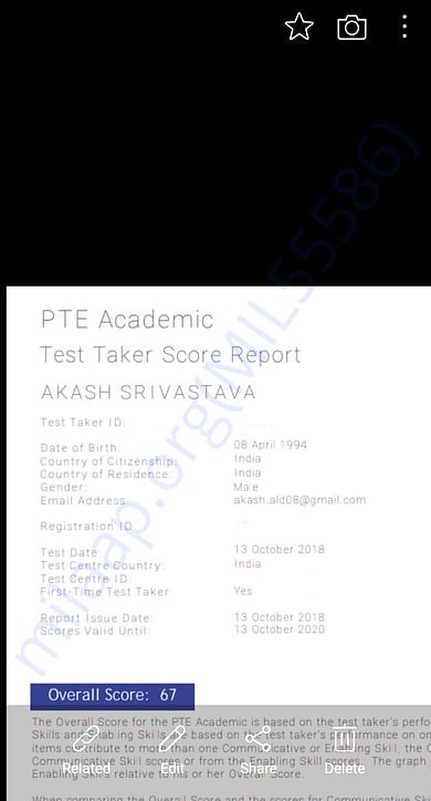 My English entrance result