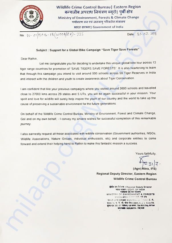 Support Letter from Wildlife Crime Control Bureau, eastern Region