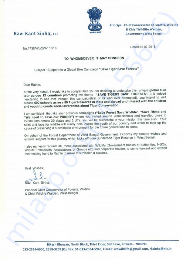 Support Letter from PCCF, West bengal