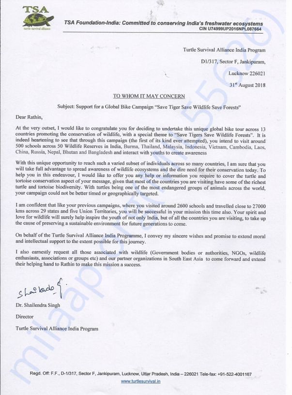 Support Letter from TSA India