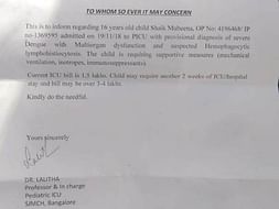 Help Shaik Mubeena Recover from Critical Dengue Fever