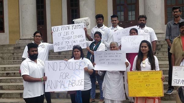 WSA team protesting against animal abuse