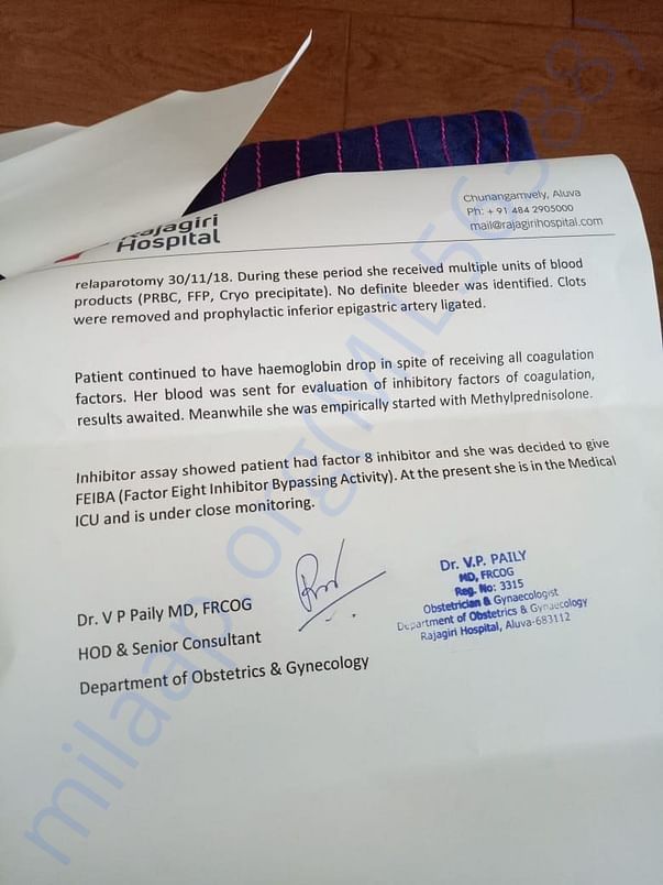 Below is a treatment summary letter provided by the hospital : Page2