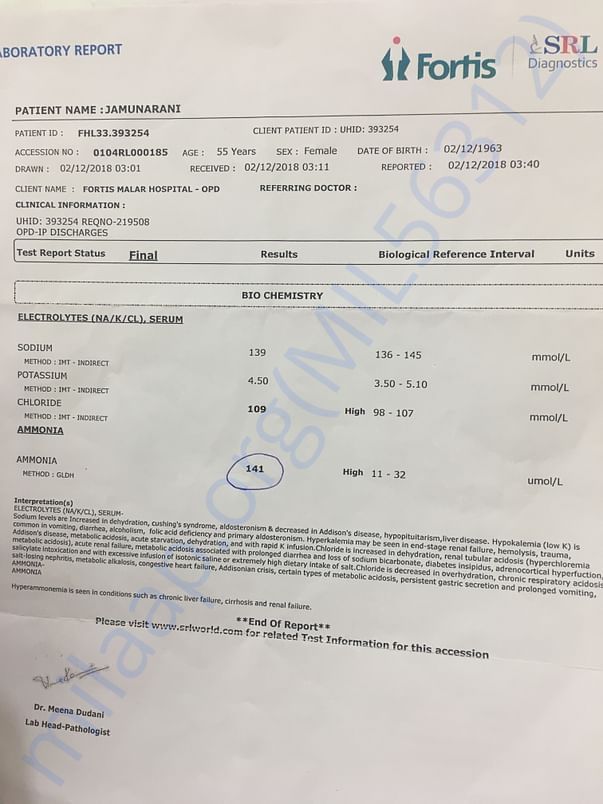 Hepatic coma due to high ammonia