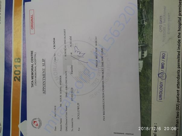 Appointment slip for May 2019