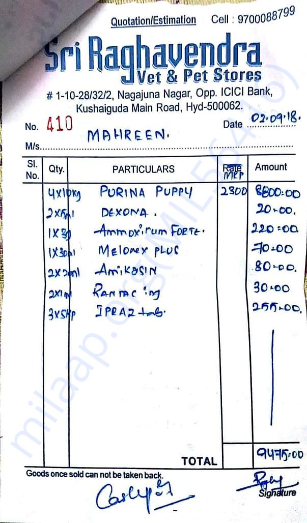 Food and Injections bill