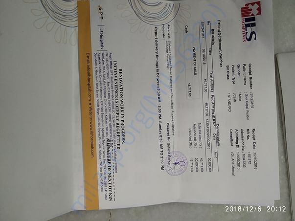 Final Hospital Bill in Kolkata