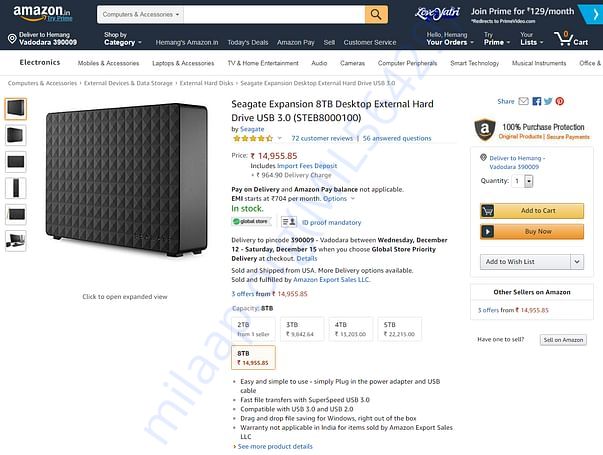 Seagate 8 TB HDD