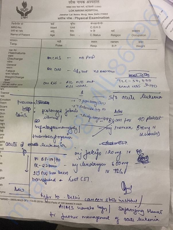 Documents of Sachin pandey ongoing treatment