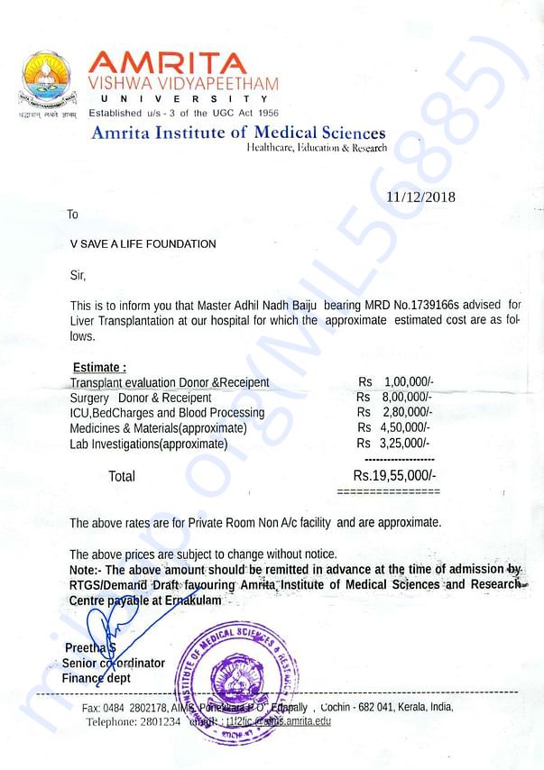 Medical and Cost Estimation Document