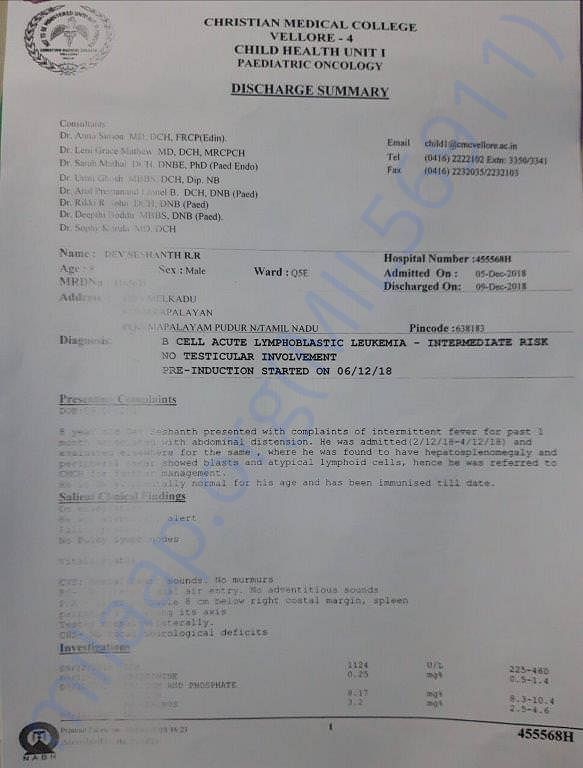 Summary Report from Hospital