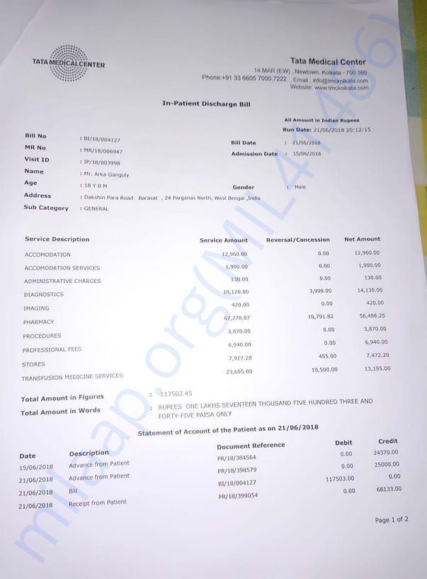 Arka's Medical Bill