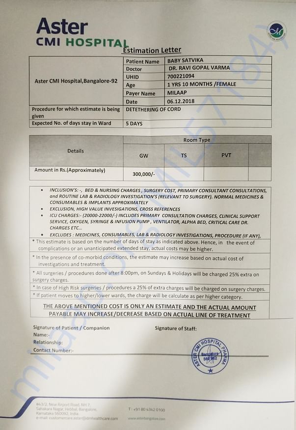 Estimation letter