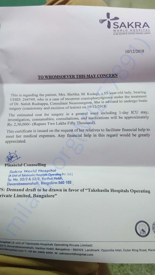 Hosptial document is attached
