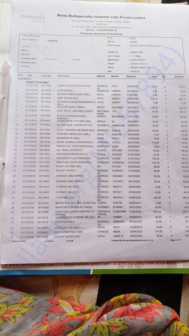 Pharmacy bill
