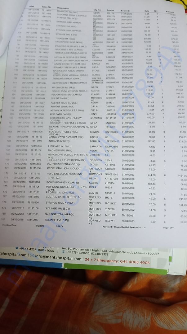 Pharmacy bill