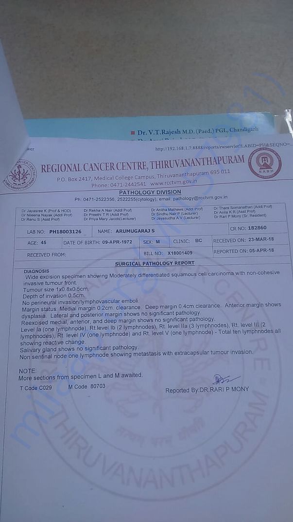Tongue cancer report