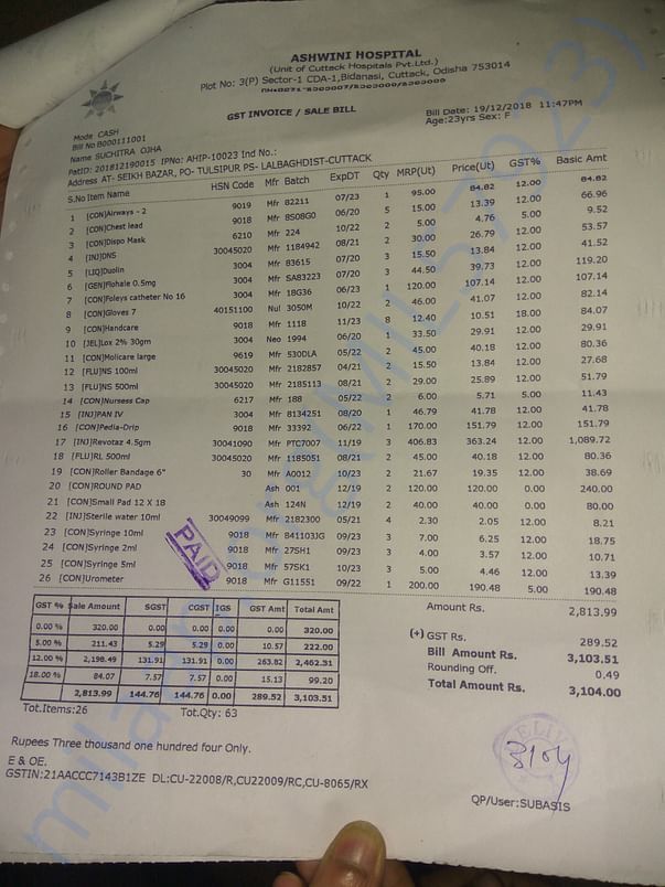 MEDICAL RECEIPTS