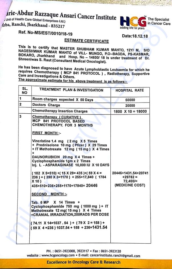 Estimation letter