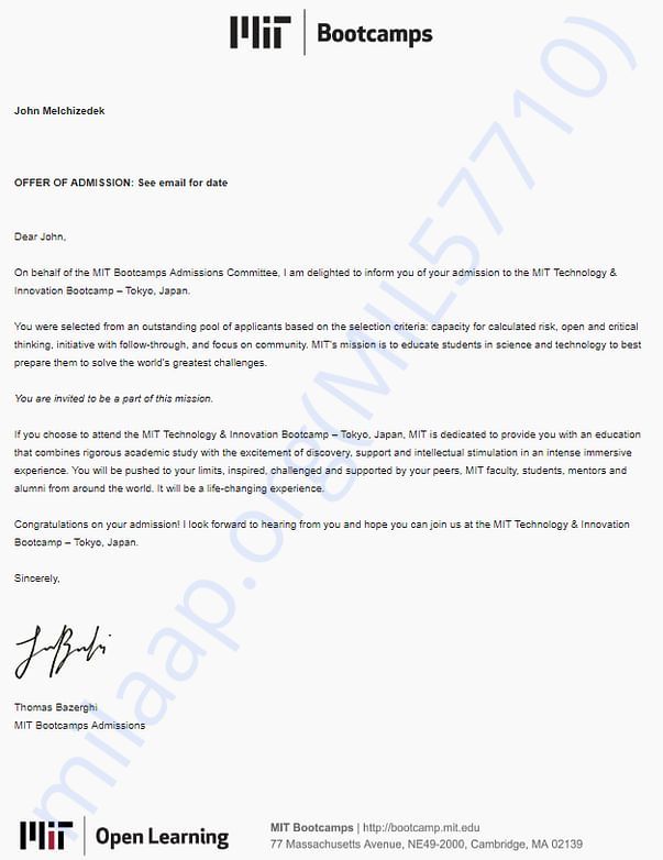 Admission Letter