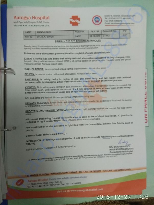I attached the document CT scan which show pancreatitis.