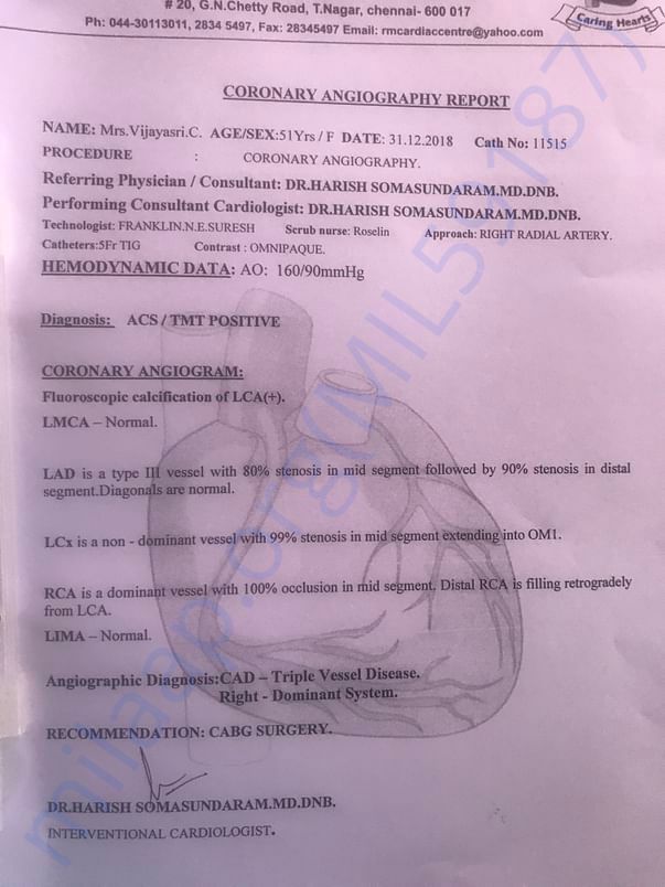 Final angio results and doctors recommendations
