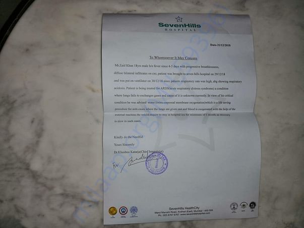 Hospital SevenHills certificate