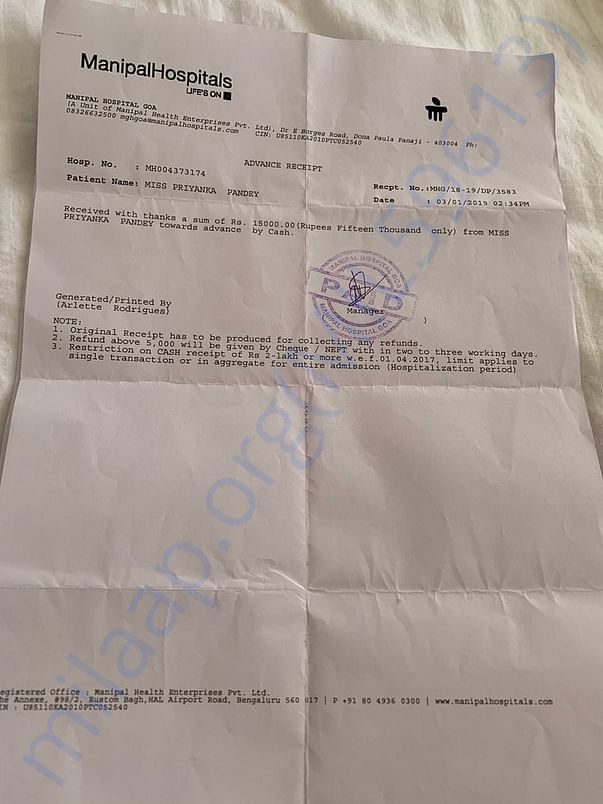 Hospital letter