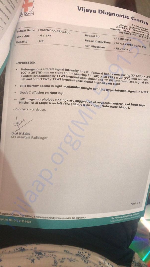 MRI report 2nd page