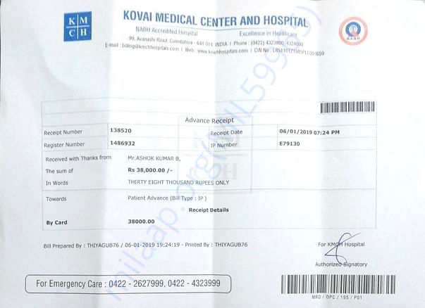 Bill for 38 Thousand INR paid on 6-Jan