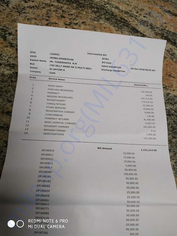 Current hospital bill