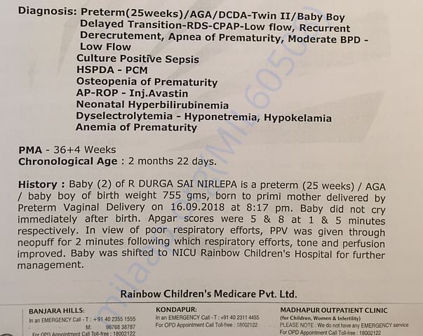 Admission summary