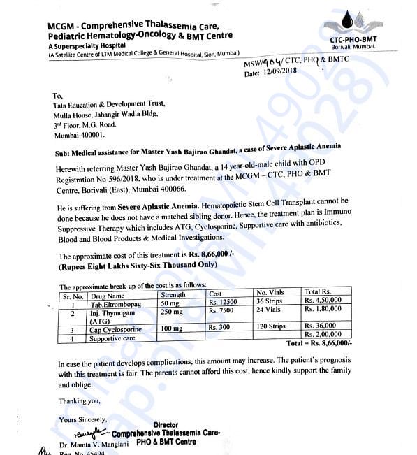 Estimation letter