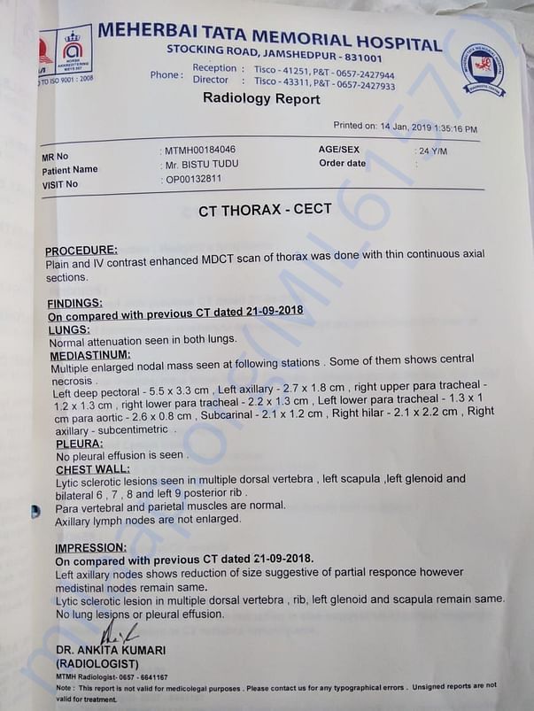 Current ongoing treatment summary at TMH Jamshedpur