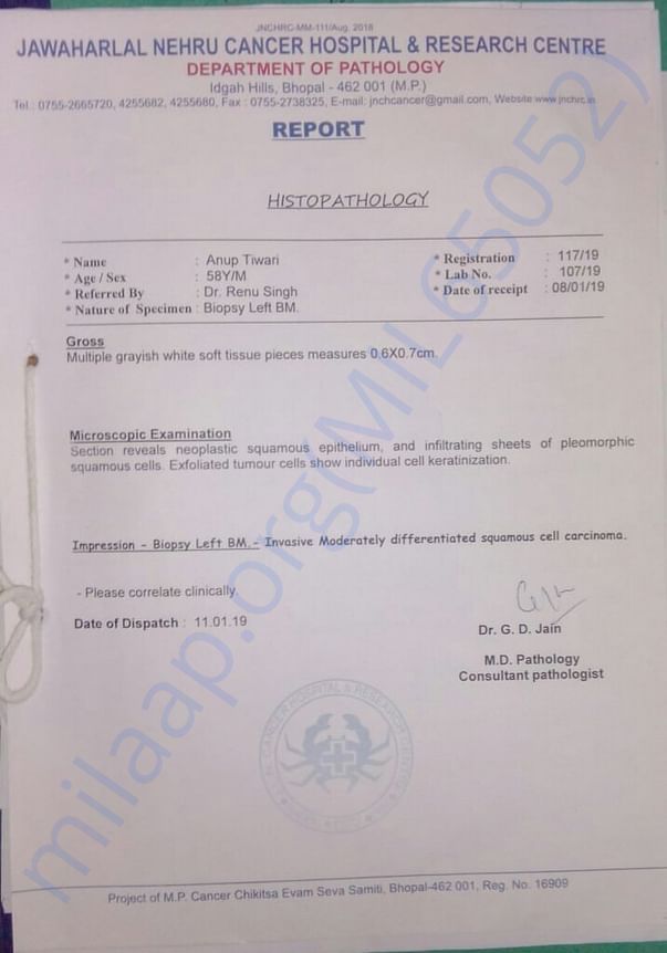 Report from Bhopal Cancer Hospital
