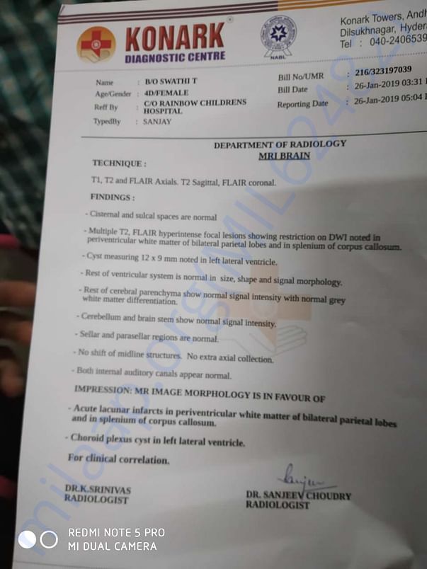 It is MRI scan document of the baby