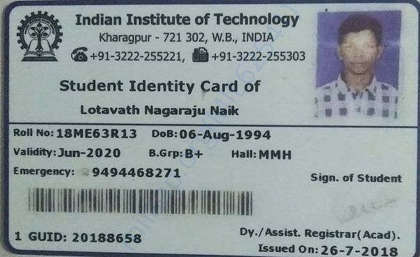 IIT Kharagpur Id card