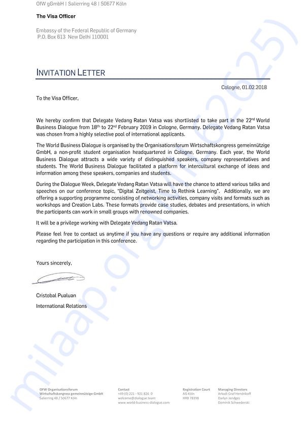 Admission letter