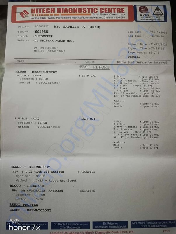 MASTER TEST REPORT