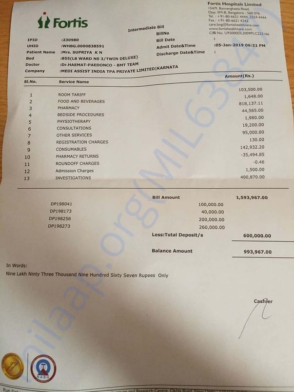 Medical reports and bills