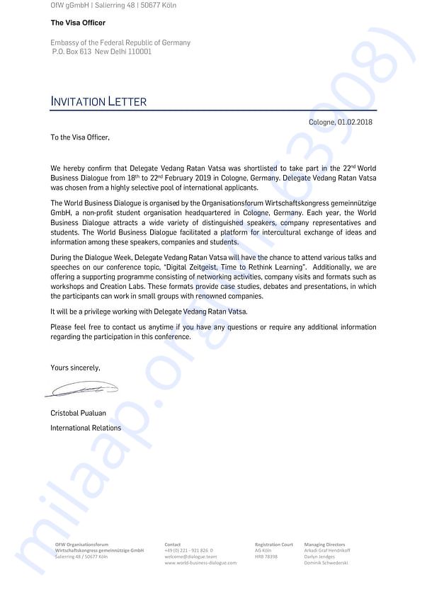 Admission letter