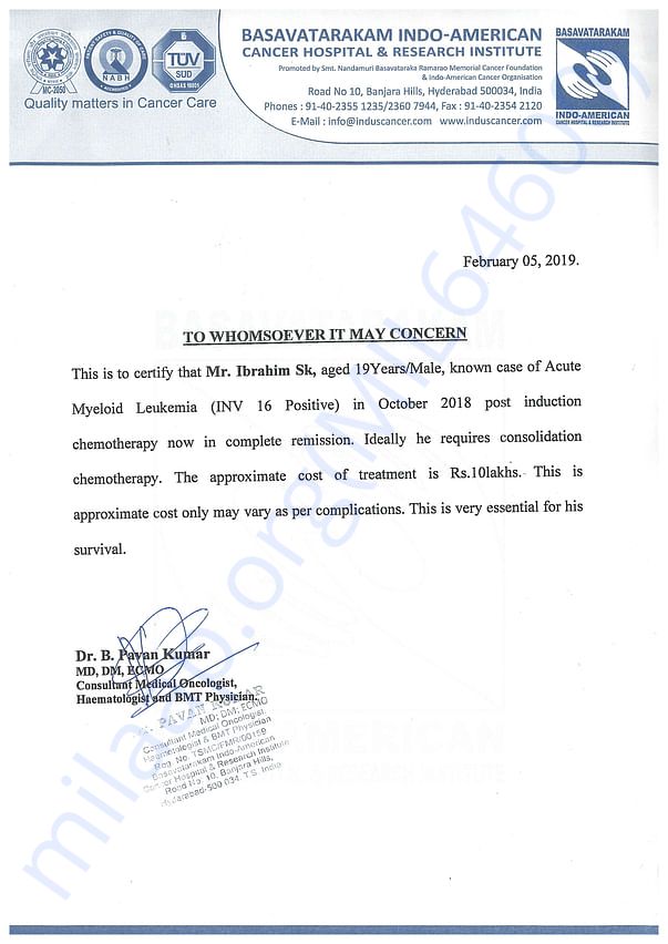 Doctor letter about the issue