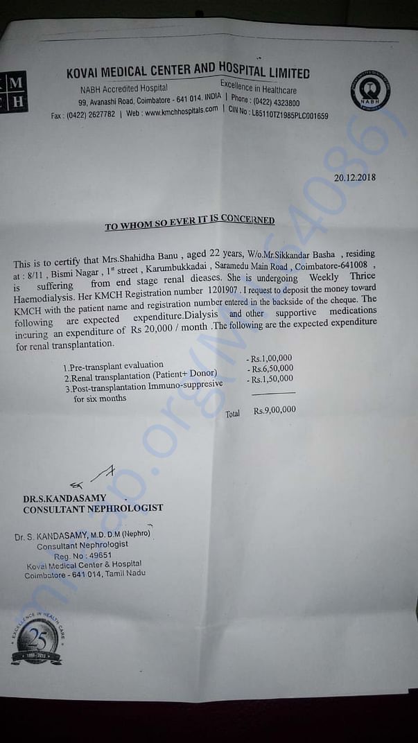 Estimated amountfor operation