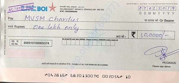 Proof of funds being transferred to Melam charities