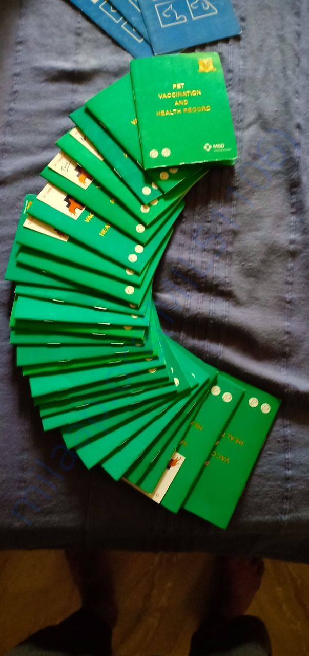 Vaccination booklets of some of the dogs